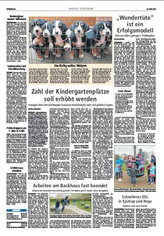 Kreiszeitung Hoya vom 28.04.2016